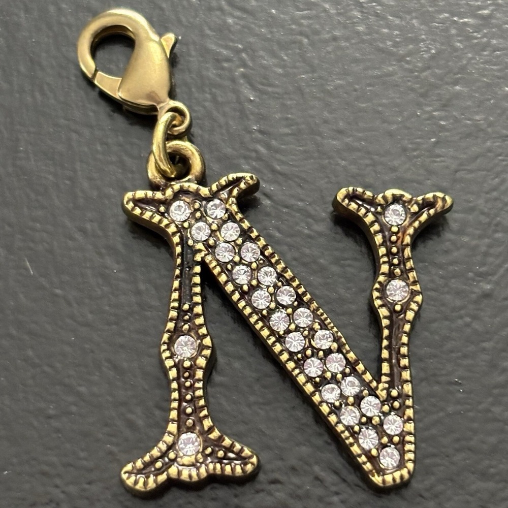 Heidi Daus Signed / Charm Letter "N" with Clear Round Crystals